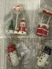 Vintage Lot Of 21 Small  Wooden Christmas Tree Ornaments Hand Painted Chadwick