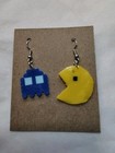Pac-man And Ghost Perler Bead Mismatched Earrings Pixel Art