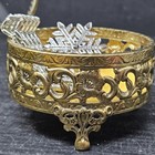 Vintage Brass Plated Filigree   Glass Jewelry Casket Trinket Box 3 75    W 2 5    T