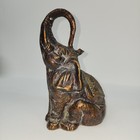 Vintage Bronze Asian Elephant Trunk Up Statue Figurine Home Decor 9  Tall