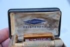1940s Gillette Aristocrat Gold Safety Razor Set With Case   Blade Holder 