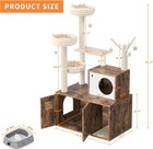 Modern Wooden Cat Tree W  Hidden Litter Box Multi-level Condo W  Scratching Post
