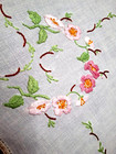 Gorgeous Crescent Briar Roses  Vintage Hand Embroidered Centrepiece