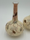 Outstanding Pair Antique Victorian Enameled Painted Burmese Glass Vases
