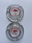 Vintage Set Of 2  Fabulous Flamingo Las Vegas Casino Glass Ashtray 4    Round  C1