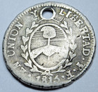 1815 Holed Argentina Potosi Silver 1 2 Reales Genuine Antique 1800 s Sun Coin