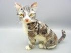 Animal Sculpt Artist Needle Felted Cat Tabby Kitten Sitting Glass Eyes 10 