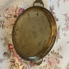 Antique vintage 14   brass Serving Tray Ornate Embossed Handles 11    Diam