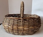 Large Oval Handwoven Vintage Harvest Wicker Basket With Sturdy Handle