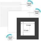 12x12 Black Photo Mat Boards Fits 8x8 White Core Bevel Cut Diy Picture Framing