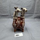 Handmade Terracotta Alpaca Vase Mexican Figurine Folk Art Ceramic Brown Decor