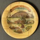 Vintage Stone Mountain Georgia Souvenir Coasters Set Of 8 Woven Bamboo Wood