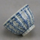 China Old Antique Porcelain Ming Wangli Blue And White Hand Painting Flower Cup