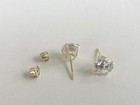 14k Solid Yellow Gold Stud Earrings W  2 Carats Lab Simulated Diamonds  6mm 