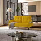 Yellow Corduroy Fabric Comfortable Double Sofa Suitable For Living Rooms