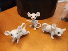 3 Vintage Hand Painted Bone China Mice Mouse Figurines Japan Miniature 50s
