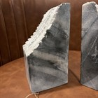 Cut Stone  Bookends Grey Marble  Carved India Nwt Decor Gift Modern
