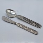 Konge Tinn  Pewter Spoon Knife  Norway Viking Scenes Both In Boxes 353 Pewter