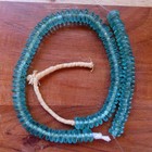 Vintage Ghana Recycled Glass Rondelle Beads  Aqua Blue Color