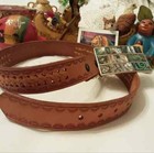 Vintage Handtooled 28  Leather Belt With Amazing Inlayed Abalone Silver Buckle