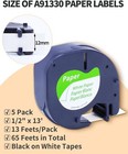 5pk Dymo Letratag Tape Refills 91330 12mm Compatible For Lt-100h White Paper
