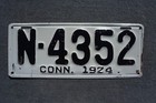 1924 Connecticut License Plate   N - 4352