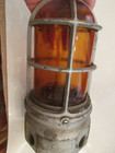 Vintage Benjamin  Industrial Explosion Proof Light Cage W  Amber Glass Globe
