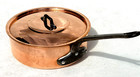 Vintage 9 1inch French Copper Saute Pan W Lid France Tin Lining 2mm 4 4lbs