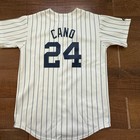 Majestic New York Yankees Baseball Jersey Pinstripe Button Robinson Cano Mens L