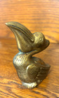 Vintage Solid Brass Pelican Figure 3-3 4  Tall Original Patina Very Detailed