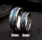 8mm Tungsten Carbide Men s Abalone And Hawaiian Blue Opal Wedding Band Ring