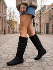 Women s Flat Slouch Mid Calf Boots Winter Casual Comfort Soft Fashion Shoes