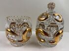 Eapg West Virginia Glass Co Gold Scroll W cane Band Spoon Holder   Covered Sugar