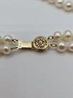 Vintage 18  Double Strand Cultured Pearl Necklace 585  14k  Gold Filigree Clasp