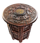 Very Finely Carved Colonial Teakwood Inlaid Folding India Side Table