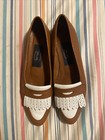 Allen Solly Women Shoes Size N 8 1 2 Brown   White Leather Made In Italy Flats 