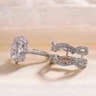 3ct Radiant Cut Lab Created Diamond Halo 14k White Gold Fn Engagement Ring Set