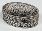 Antique Victorian French Dutch 900 Silver Oval Floral Etched Small Trinket Box