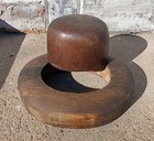 Antique Primitive Amish Solid Wood Millinery Block Dome 2 Piece Hat Form R475