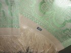 Pair Antique Linen Damask Show Towels W Green Shamrocks  Fringes Czech Un Used