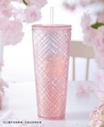 2022 China Starbucks Sakura Pink Diamond Jeweled Studded 24oz Tumbler Straw Cup