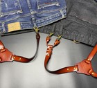 Vintage Brown Leather H Back Suspenders Belts 4 Brass Hooks For Men Male Work