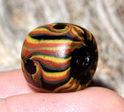 Antique Venetian Lampwork Semi Feathered Italian Stripe Eye Bead  African Trade