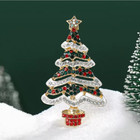 Crystal Christmas Tree Brooch Pin Red Green Rhinestone Gold Tone Jewelry Gift