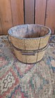 Antique Early Primitive Wood Bail Handle Bucket Mustard Grain Paint 7 75  T