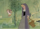 Sleeping Beauty Owl And Briar Rose Art Corner Production Cel  walt Disney  1959 