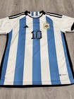 Adidas Argentina 2022 Home Jersey Custom Lionel Messi Youth Size 28 - M