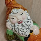 Vintage Ceramic Garden Gnome Reclining Resting Smiling Glazed