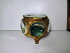 Vintage Hexagon Ormolu Vanity Jewelry Casket Box Footed Beveled Glass Gorgeous