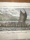 Rare 1788 Captain Cook Death Engraving Hawaii King Hand Colored Antique Original